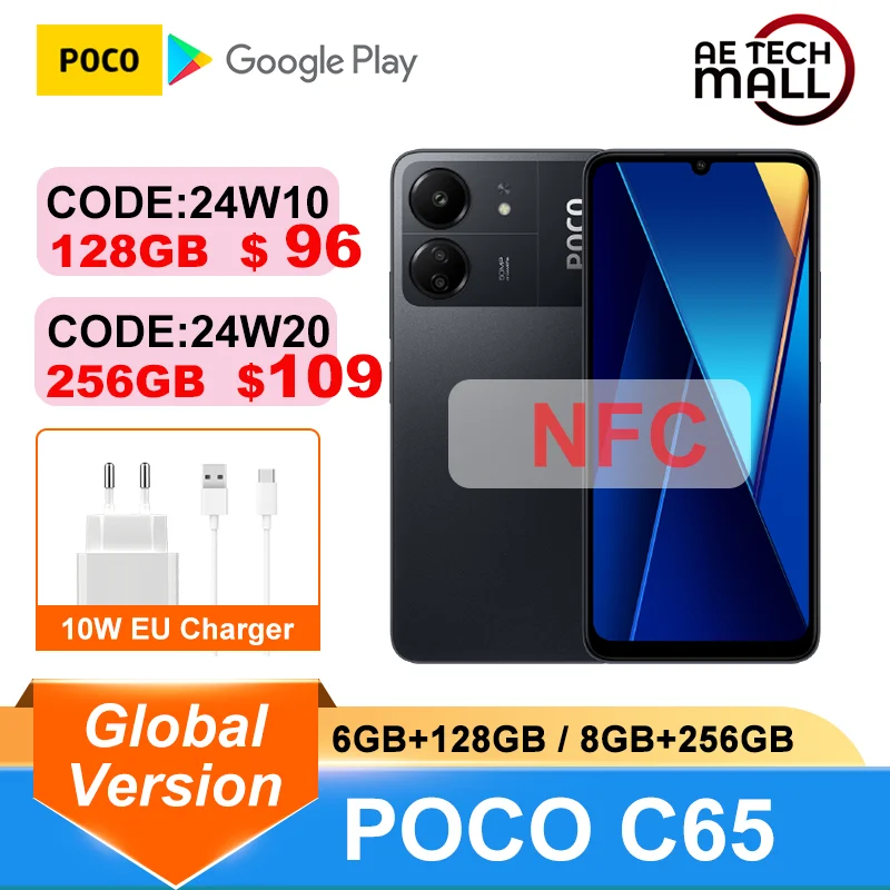 POCO C65 ۷ι  MediaTek Helio G85 NFC 6.74 ġ 90Hz ÷, 50MP Ʈ ī޶, 5000mAh NFC 6GB 128GB 8GB 256GB